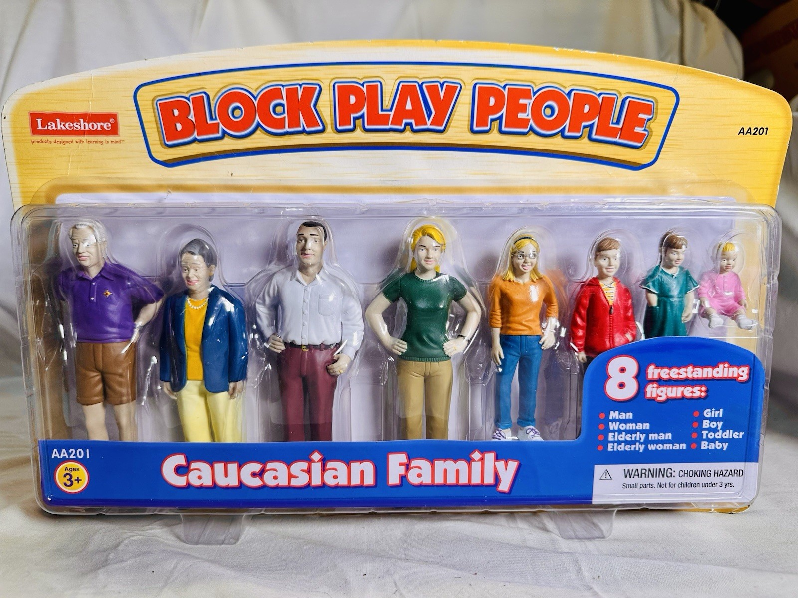 NEW RARE Lakeshore Block Play People The Caucasian Family 8 Freestanding Figures