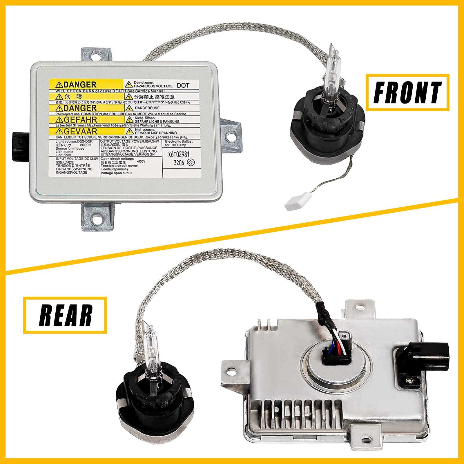 Boine Xenon HID Headlight Ballast with Igniter, D2S Bulb Assembly Silver