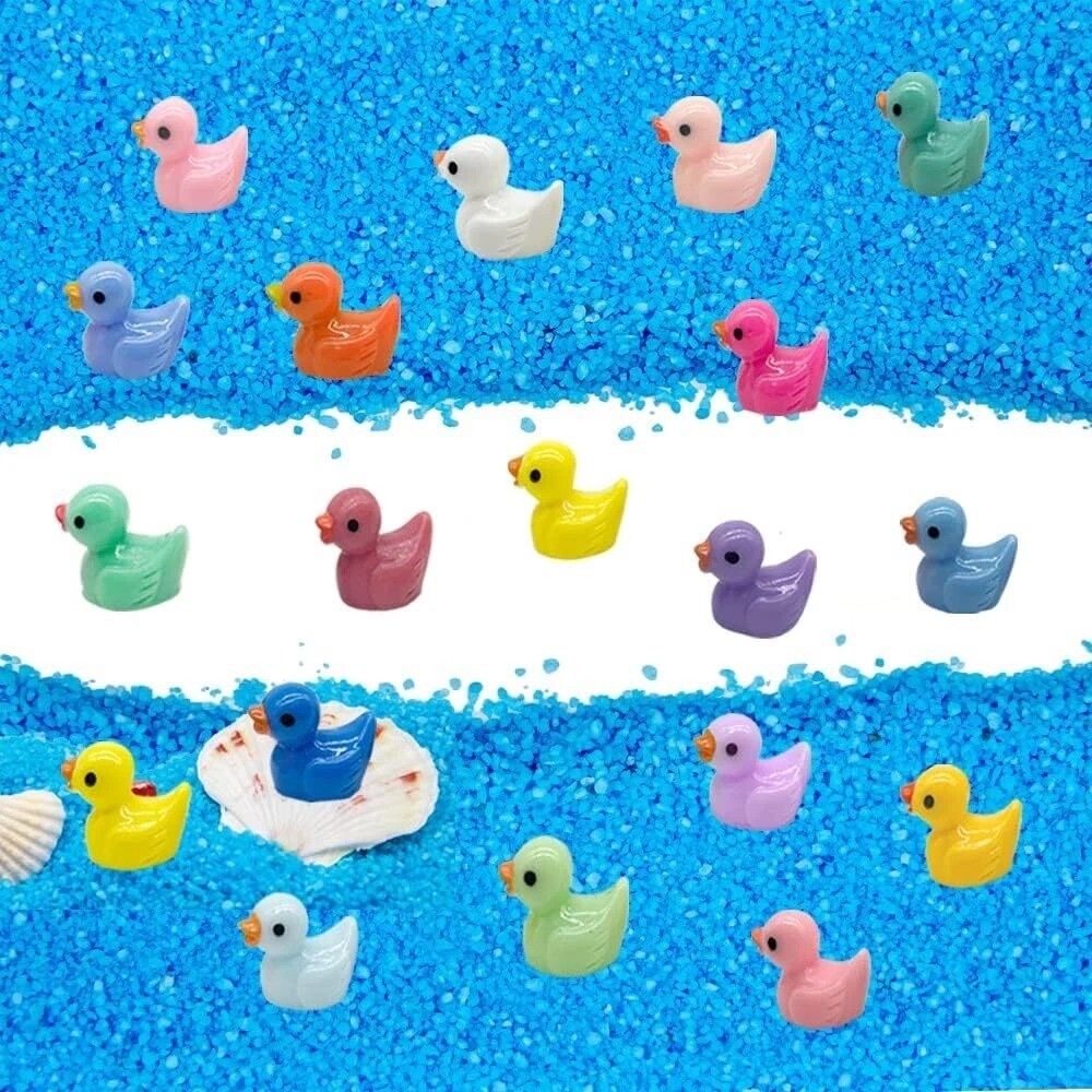 200 Pcs Mini Resin Ducks Tiny Ducks Miniature Duck Figures for Slime Charms DIY