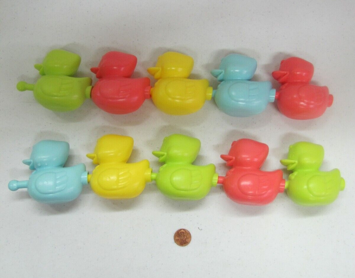 Lot Of 10 Vtg Plastic Ducks In A Row Toddler Snap Pop Beads Toy Quack Duck Birds