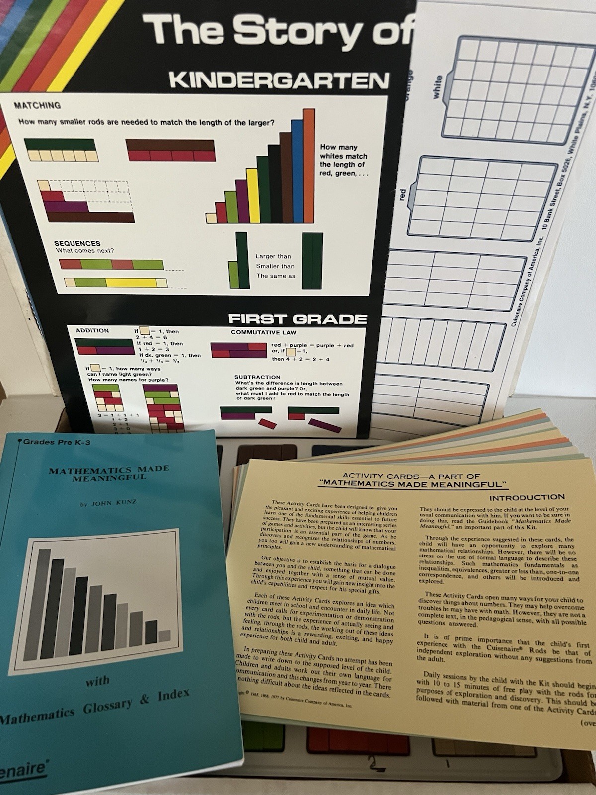 Vintage Cuisenaire Rods Mathematics Made Meaningful Set & Bonus Book, Cards 1977