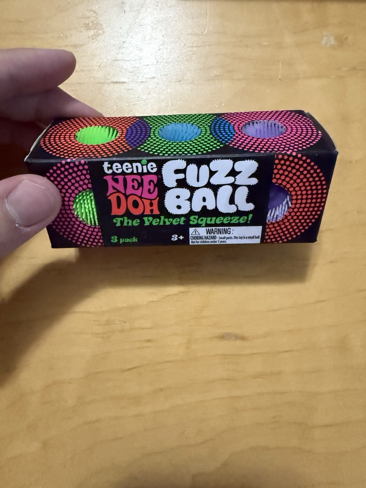 NeeDoh Teenie Fuzz Ball 3 Pack Mini Nee Doh Fuzzball ASSORTED COLORS AUTHENTIC