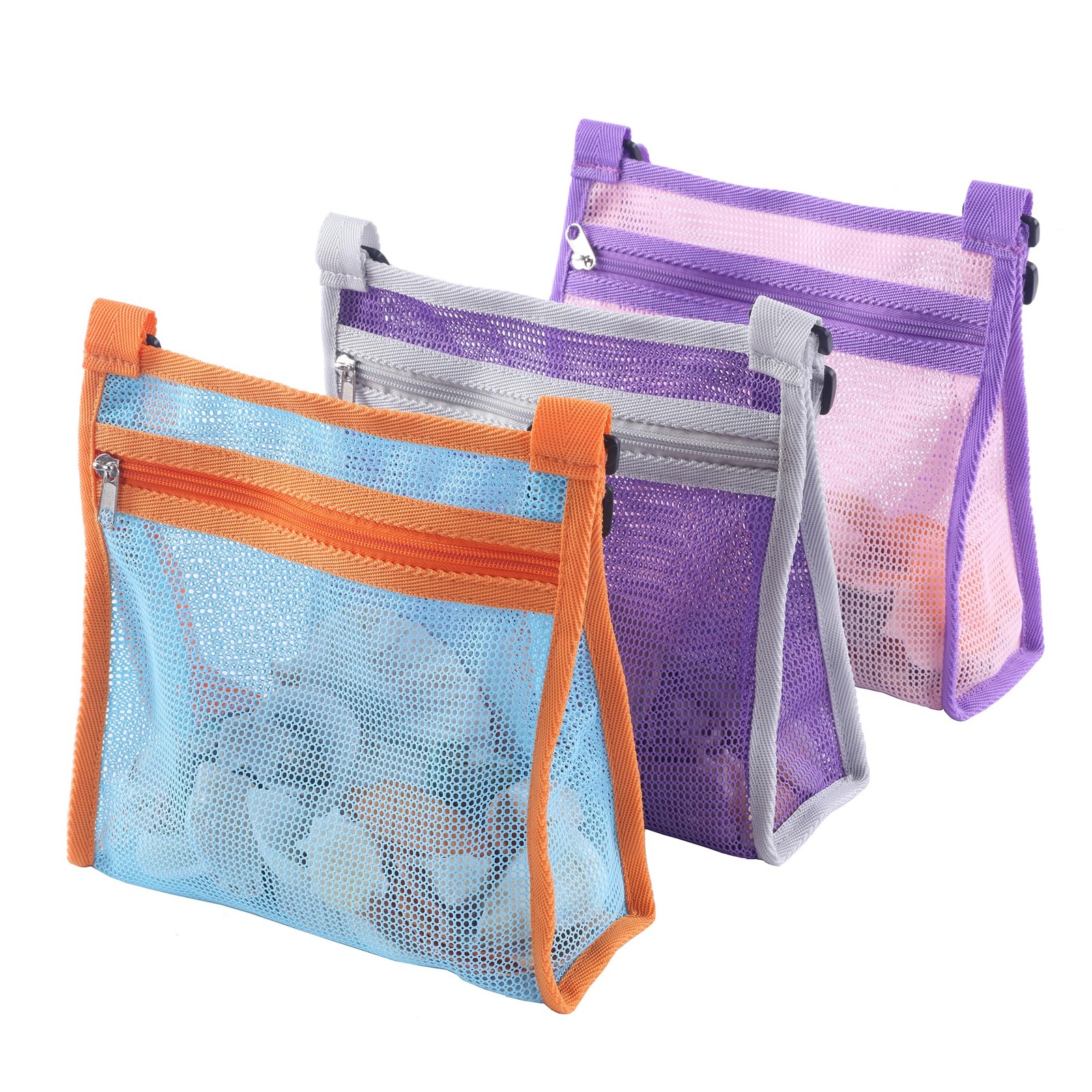 LEAFOREST Mesh Beach Bag for 9 x 2.8 x 8.9 inches, Lake Blue+purple+pink