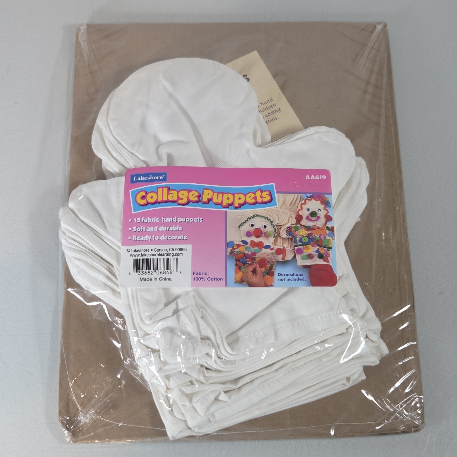 Lakeshore Blank White Collage Puppets Set Of 15 Ready For Decoration – NEW