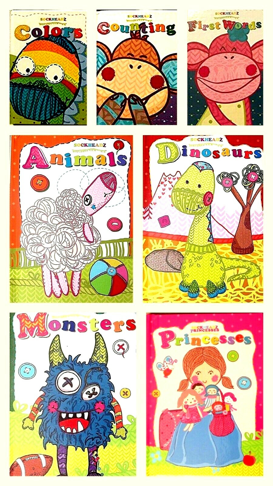Sockheadz Hardcover Board Books 7 Varieties Pre-K Elementary NEW!