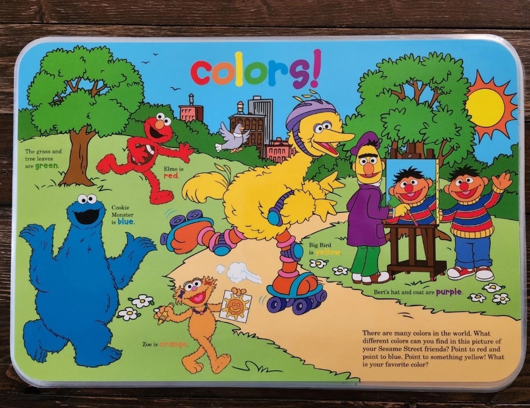 Sesame Street Colors Educational Learning Activity Placemats Set Of 8