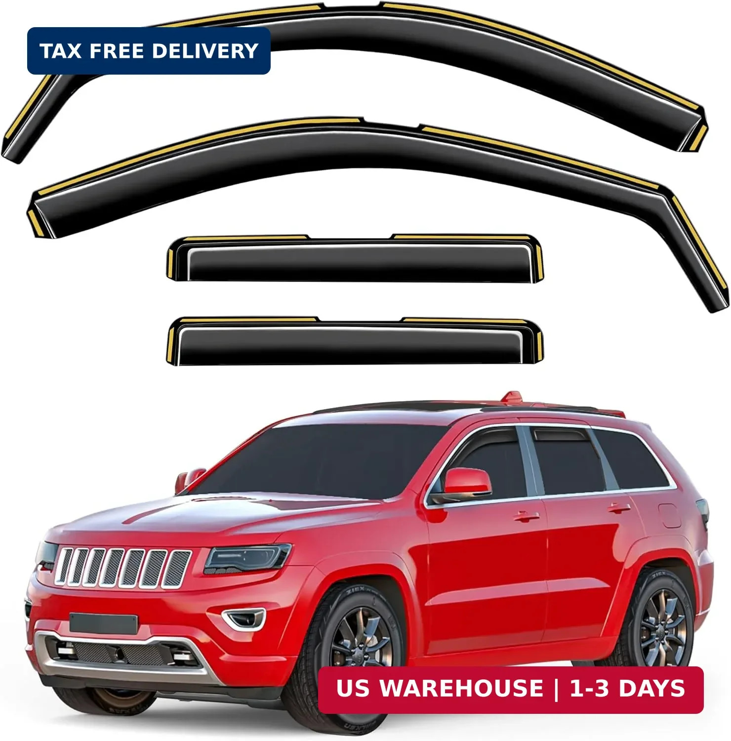 in-Channel Window Rain Guards Fit for Jeep Grand Cherokee(Limited) 2011-2021 Ext
