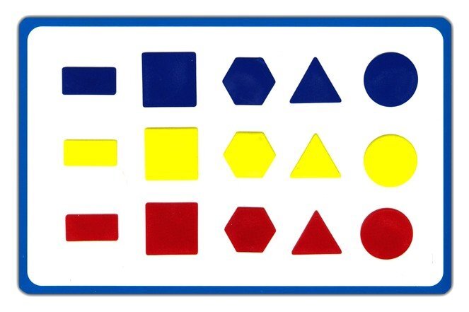 New 50 ATTRIBUTE BLOCK ACTIVITIES Learning CARD SET Math Shapes Sizes Colors NIB