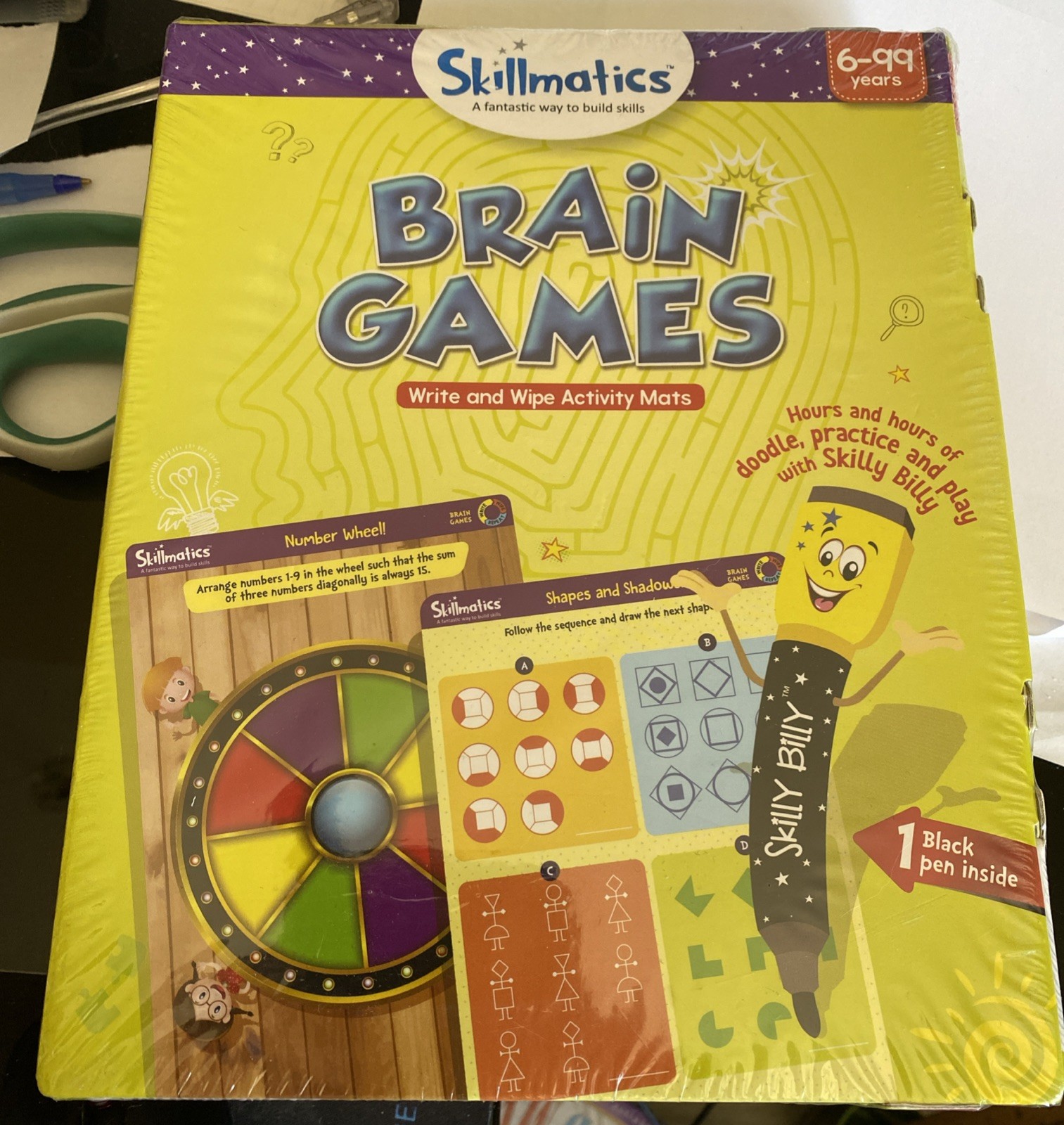 Skillmatics Brain Games Write Wipe Activity Mats 6+ yrs Patterns Math Equations