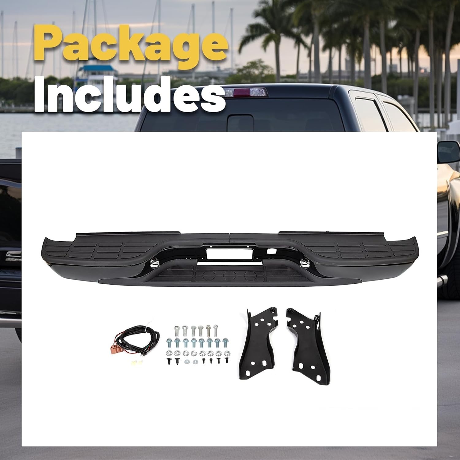 ECOTRIC Rear Step Bumper Compatible with 1999-2007 Chevy Chevrolet Silverado GMC