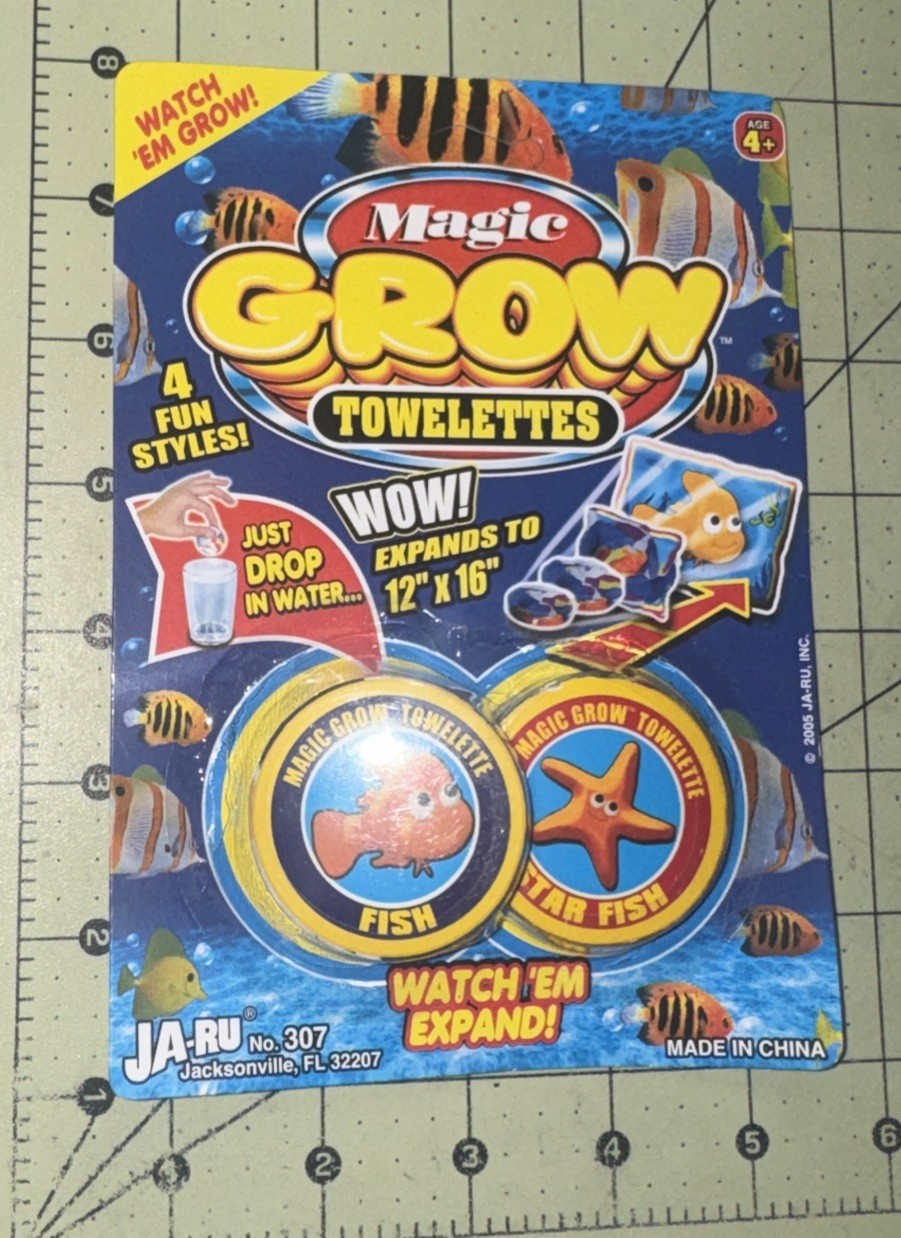 Ja-Ru #307 Magic Grow Toweletts Sea Animals VINTAGE 2005 12″×16″ StarFish & Fish