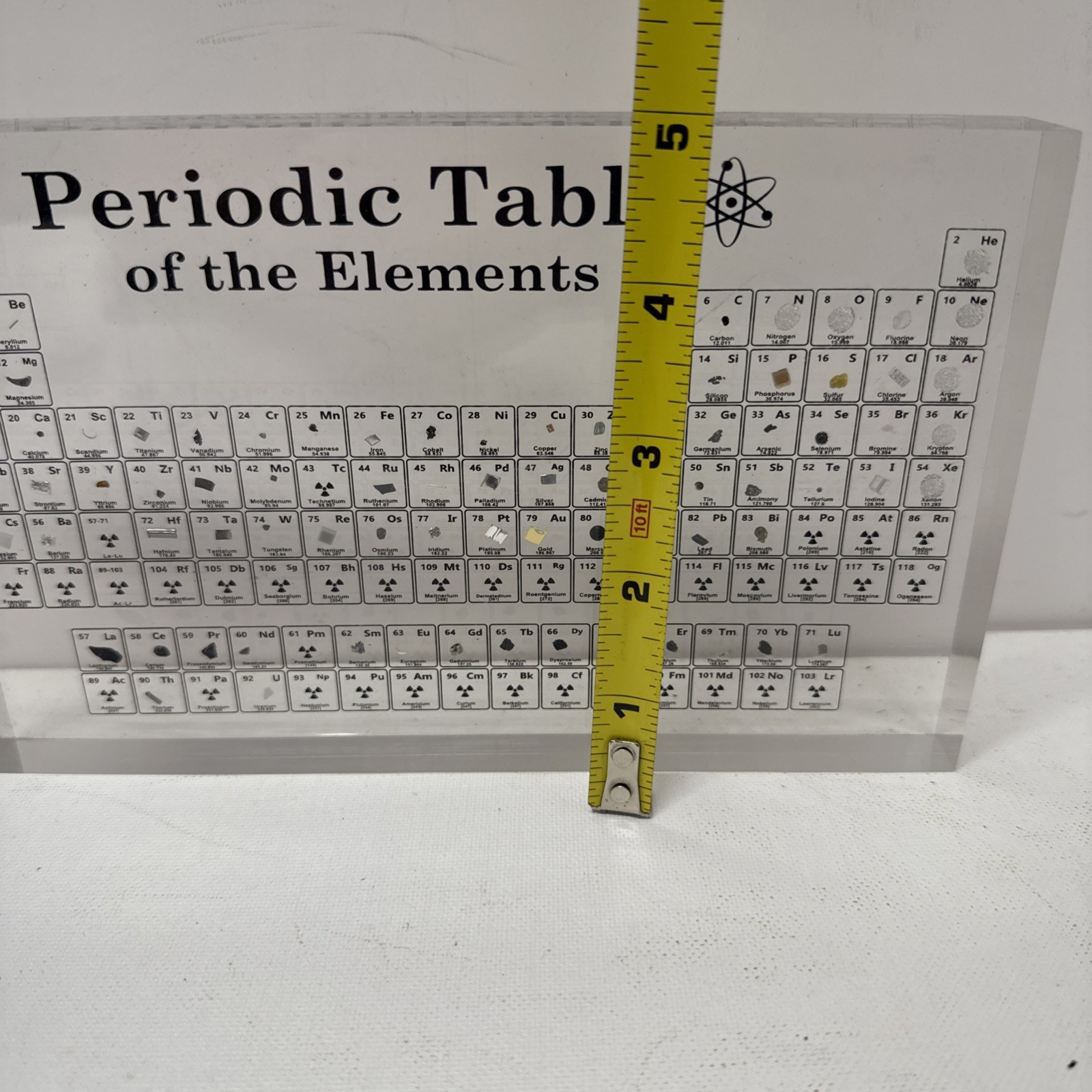 Periodic Table of Elements Embedded Elements Acrylic Display for Teaching 8”x5”