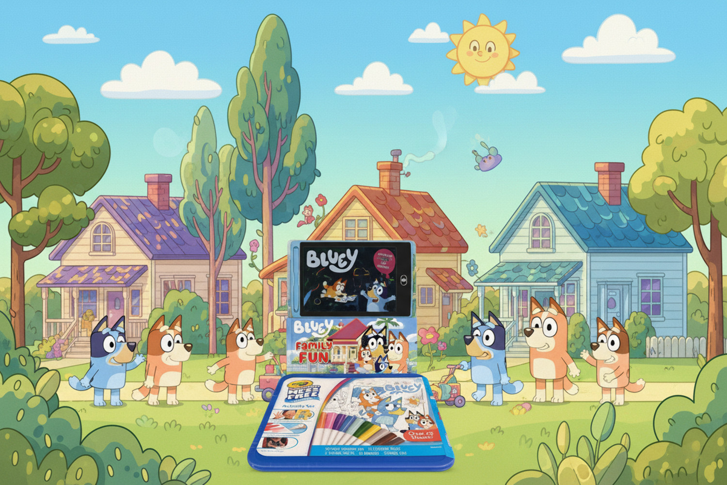 Bluey: Family Fun (Board Book) AND Bluey Color Wonder Mess Free Activity Set