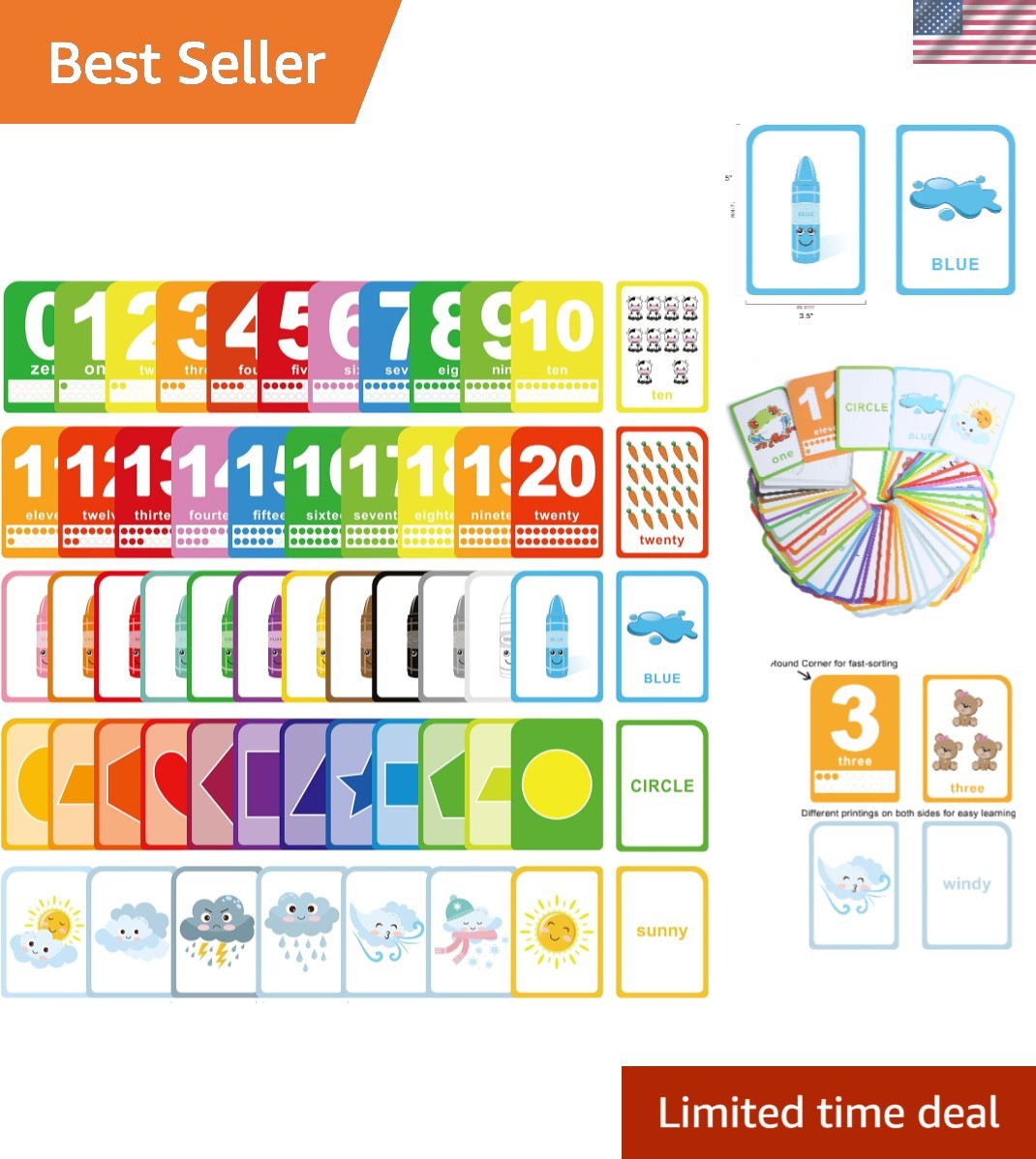 Durable Toddler Flash Cards – 52 Double-Sided Cards for Engaging Learning Play