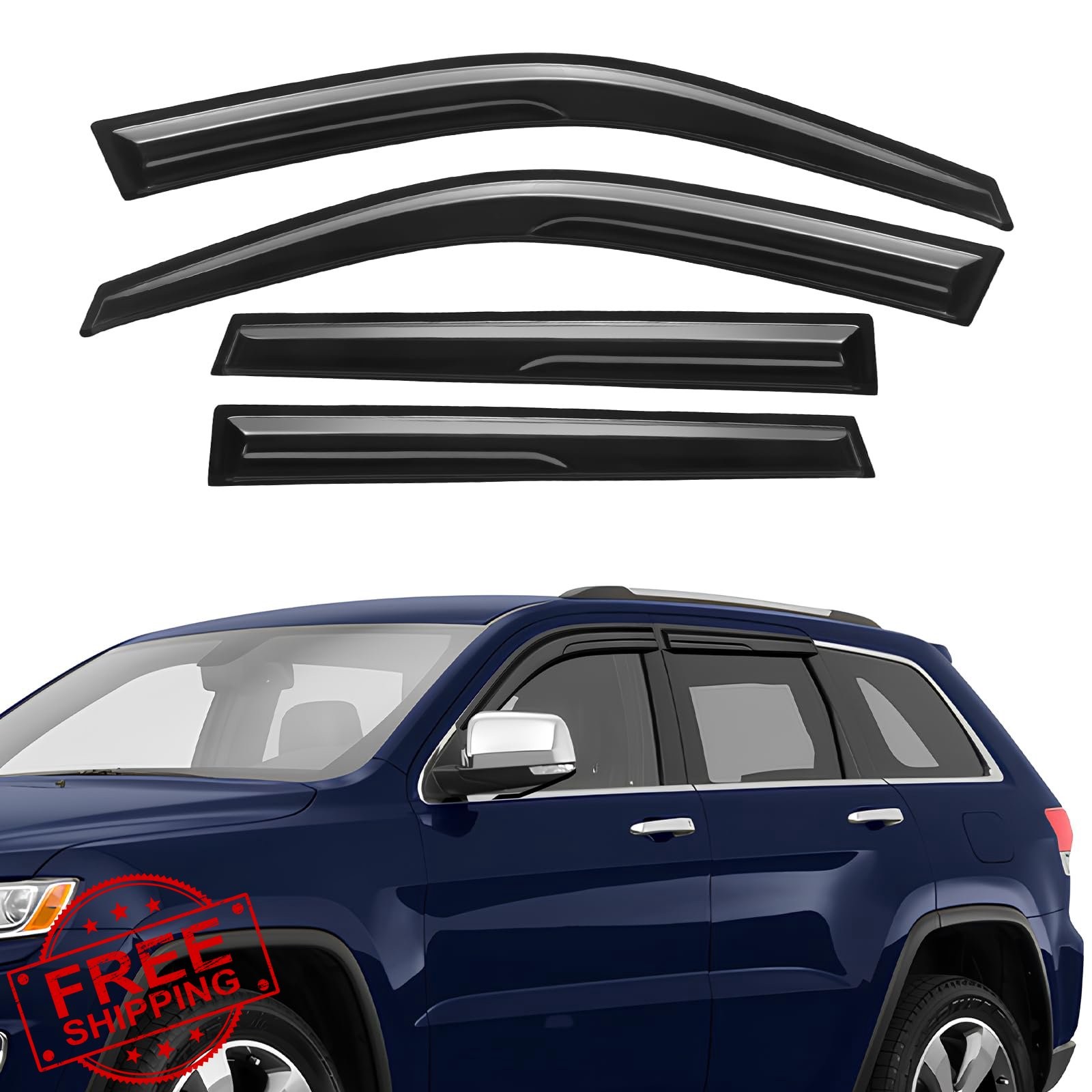GEARMEISTER Rain Guards Black Jeep Grand Cherokee 2011-2021