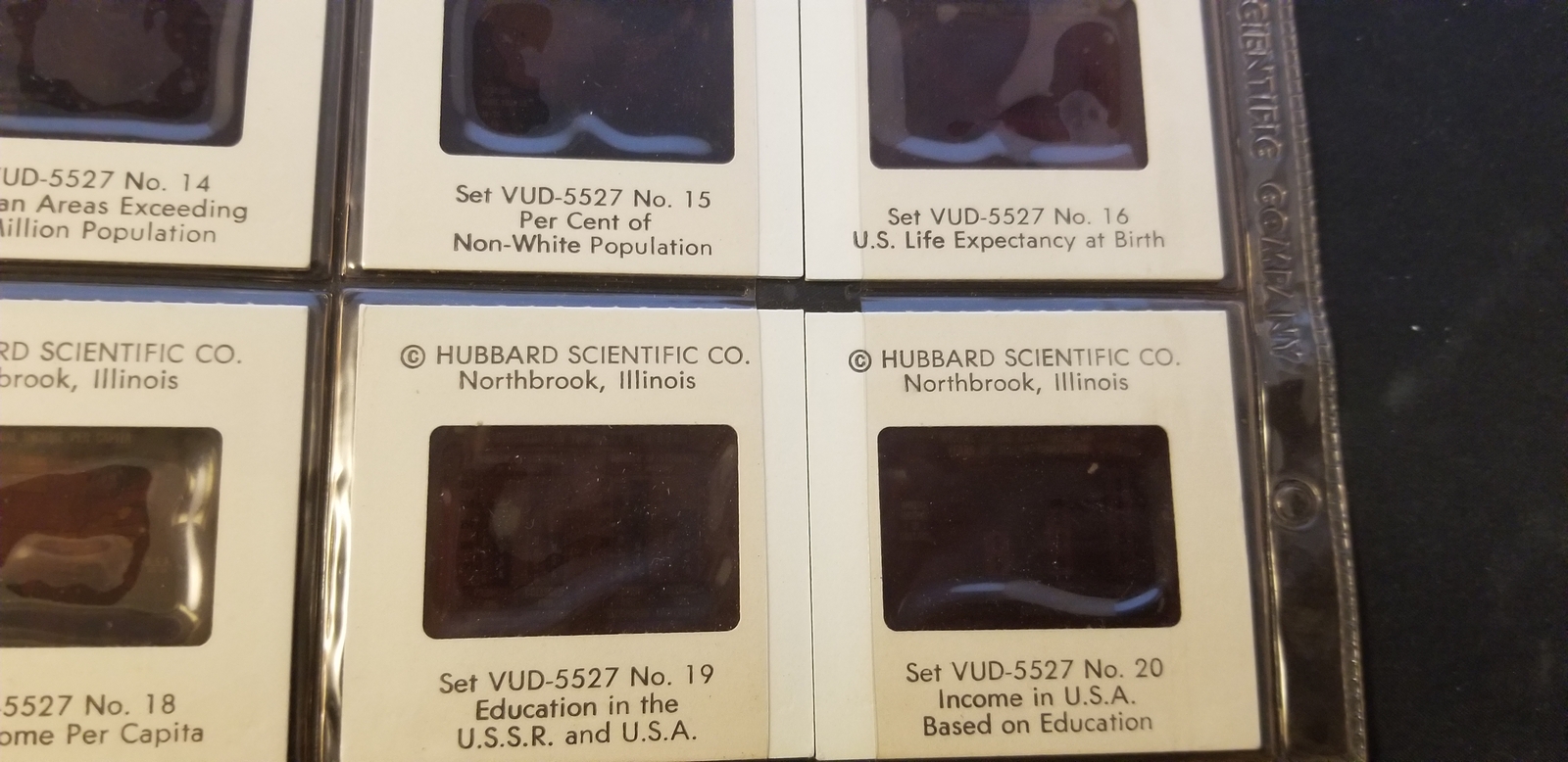 Vintage Hubbard Scientific Co VUD-5527 Set 1-20 Color Slides Census Information
