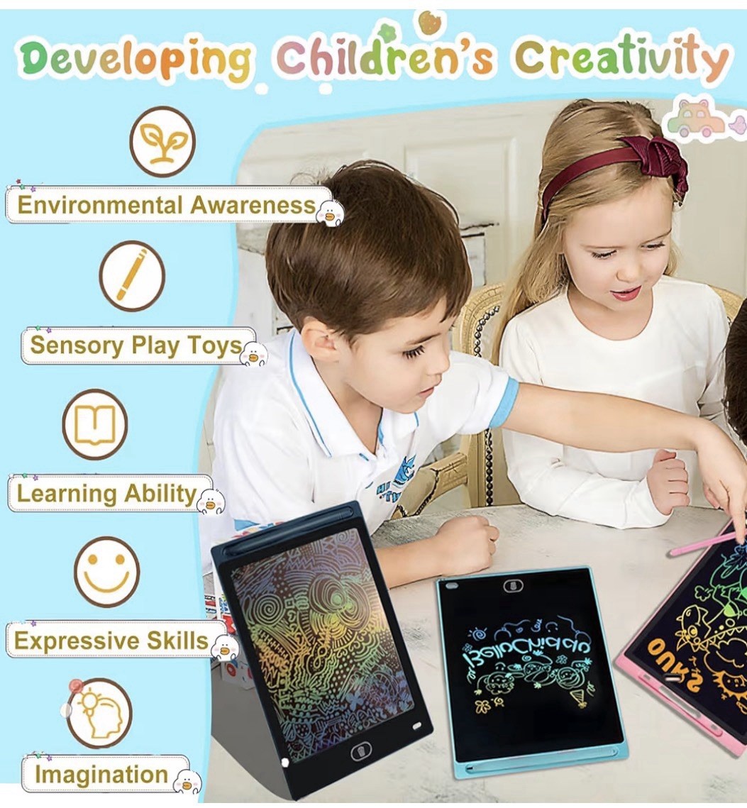LCD Drawing Tablet for Kids Arts & Crafts Pink Blue Black Ages 4-11