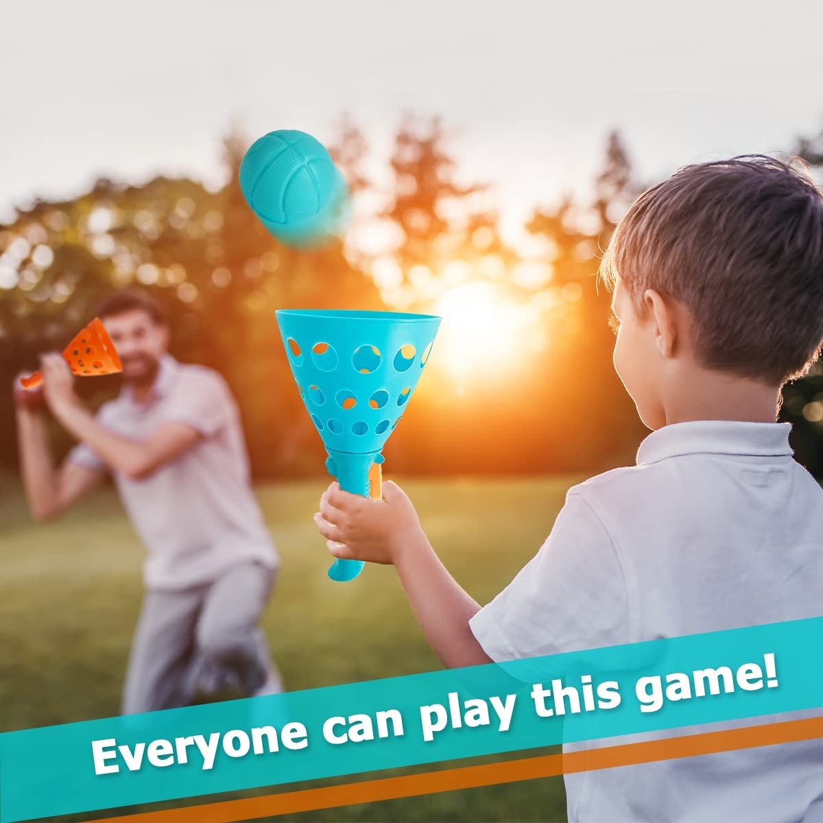 punkdog Pop and Catch Ball Game with 24 Balls 4 Medium, Orange, Blue