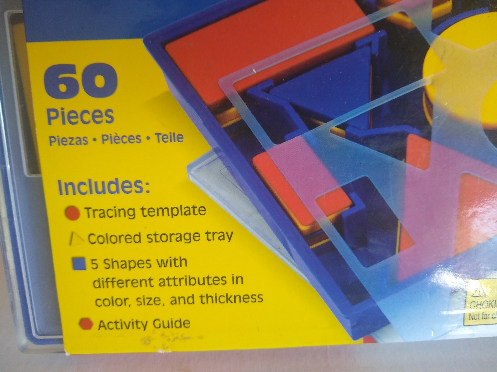 Learning Resources Attribute Blocks Desk Set 58 Pieces Tracing Template Storage