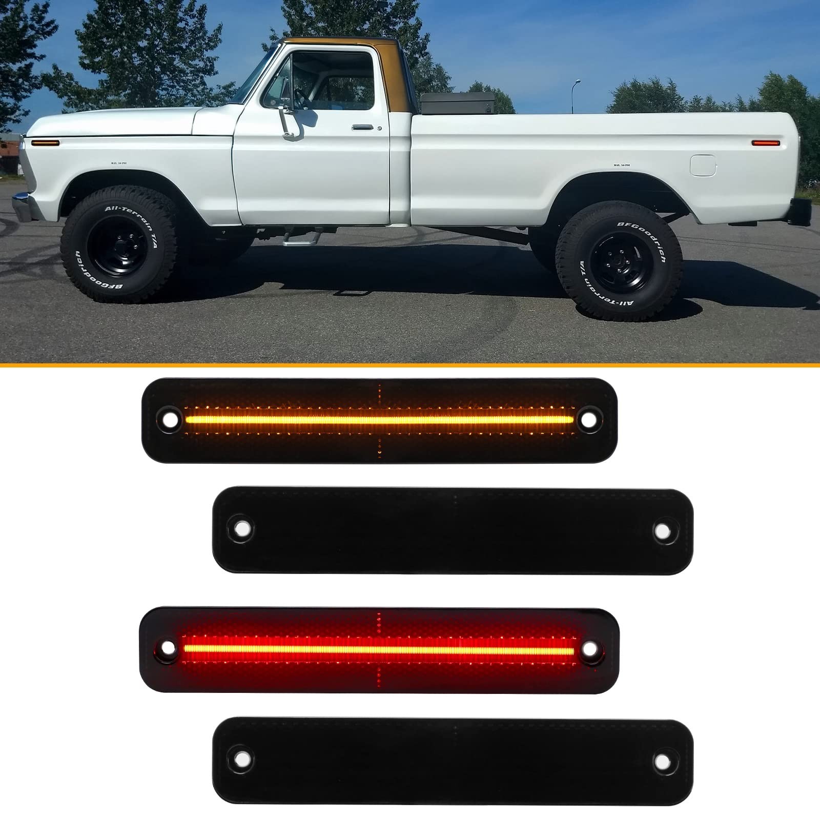LED Side Marker Lights Compatible with F100/150/250/350 1973-1979,for Econoli…