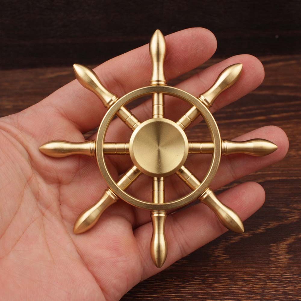 Maritime Themed Fidget Spinner Steering Wheel Design with Base Fits Handheld USA