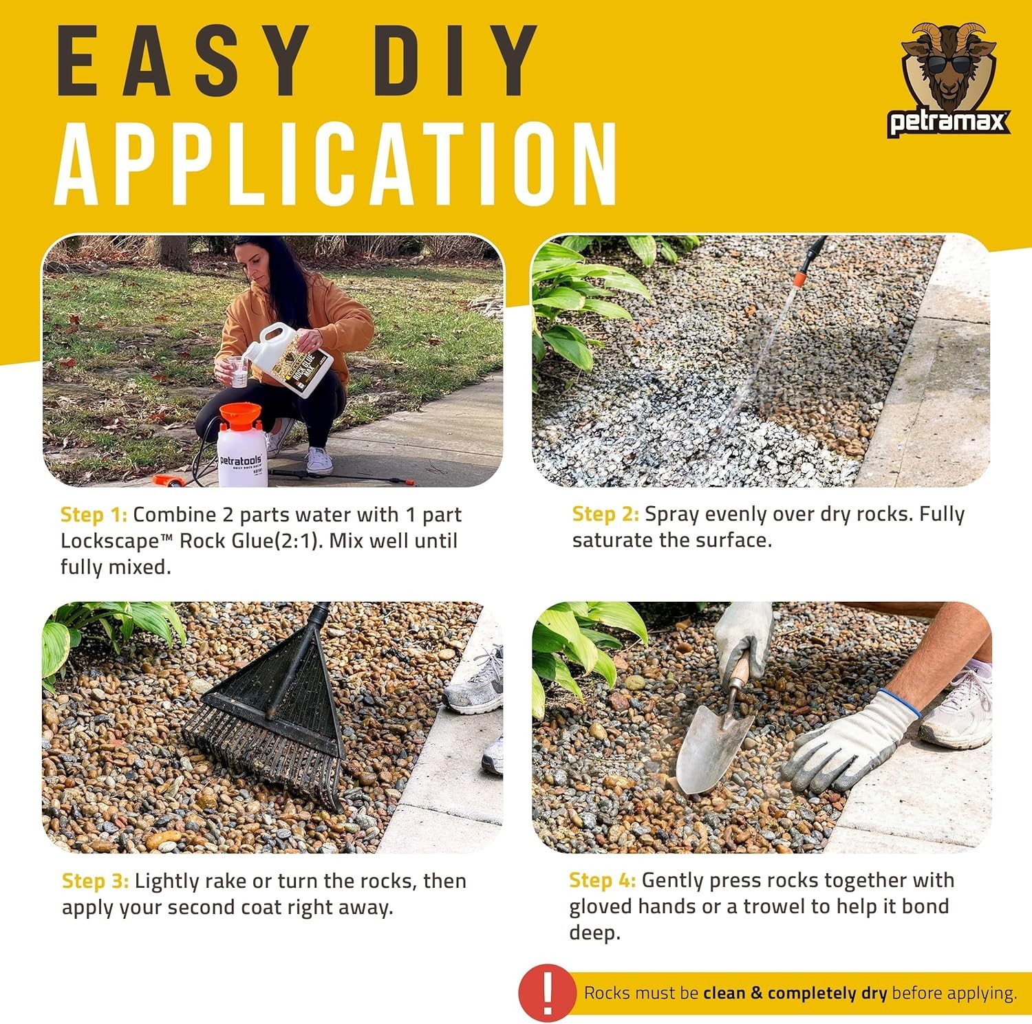 Max Rock Glue for Landscaping, 32 Ounce – Ground Coverage & Pet Safe Mulch Gl…