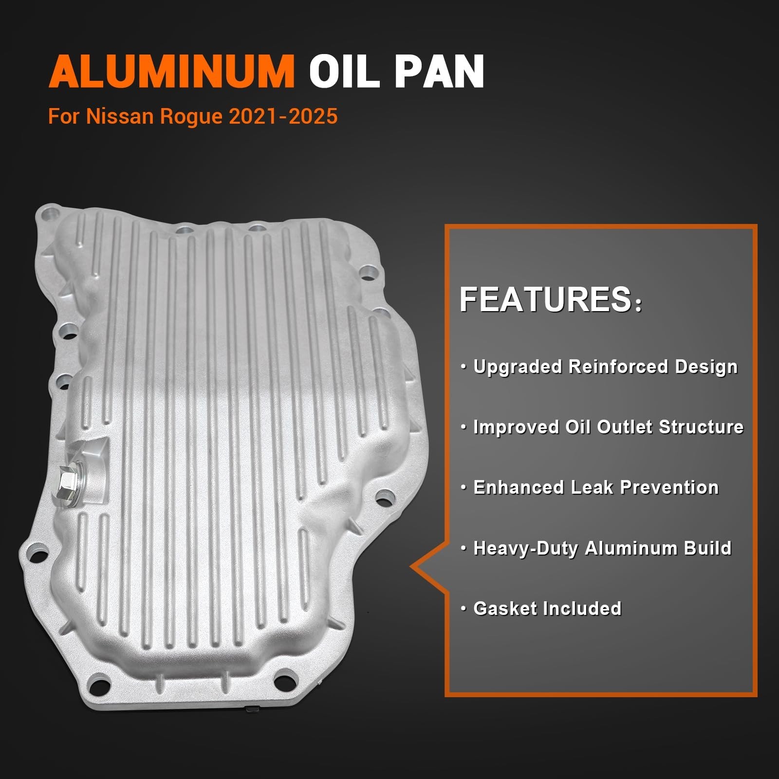 1.5L Aluminum Oil Pan with Gasket Compatible with Nissan Rogue 2021-2024 Repl…