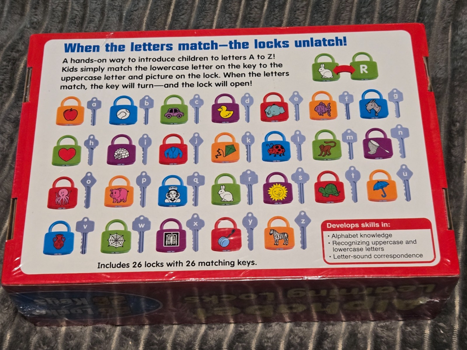 Alphabet Learning Locks Lakeshore Educational Set 26 Locks & Keys -SEALED