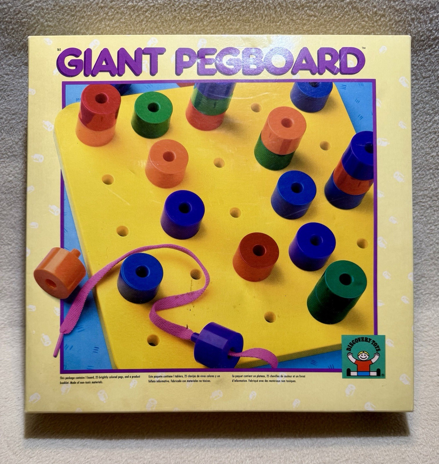 Vintage 1990 DISCOVERY TOYS GIANT PEGBOARD 18 Months Fine Motor Toys Complete