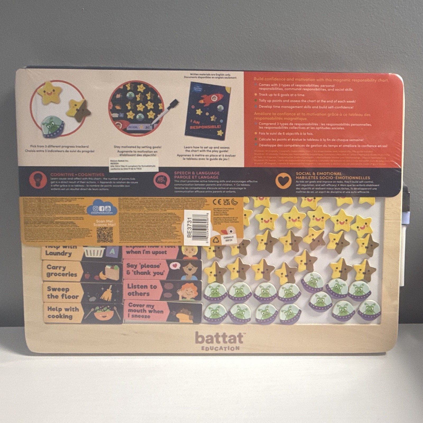 Battat Education My Responsibilities Magnetic Responsibility Chart, 92 pcs, 3+