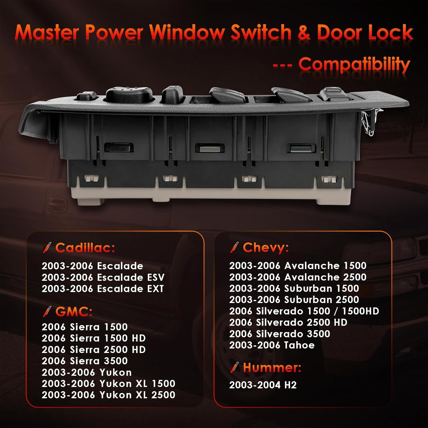 15883319 Master Power Window Switch & Panel Assembly with Mirror Folding