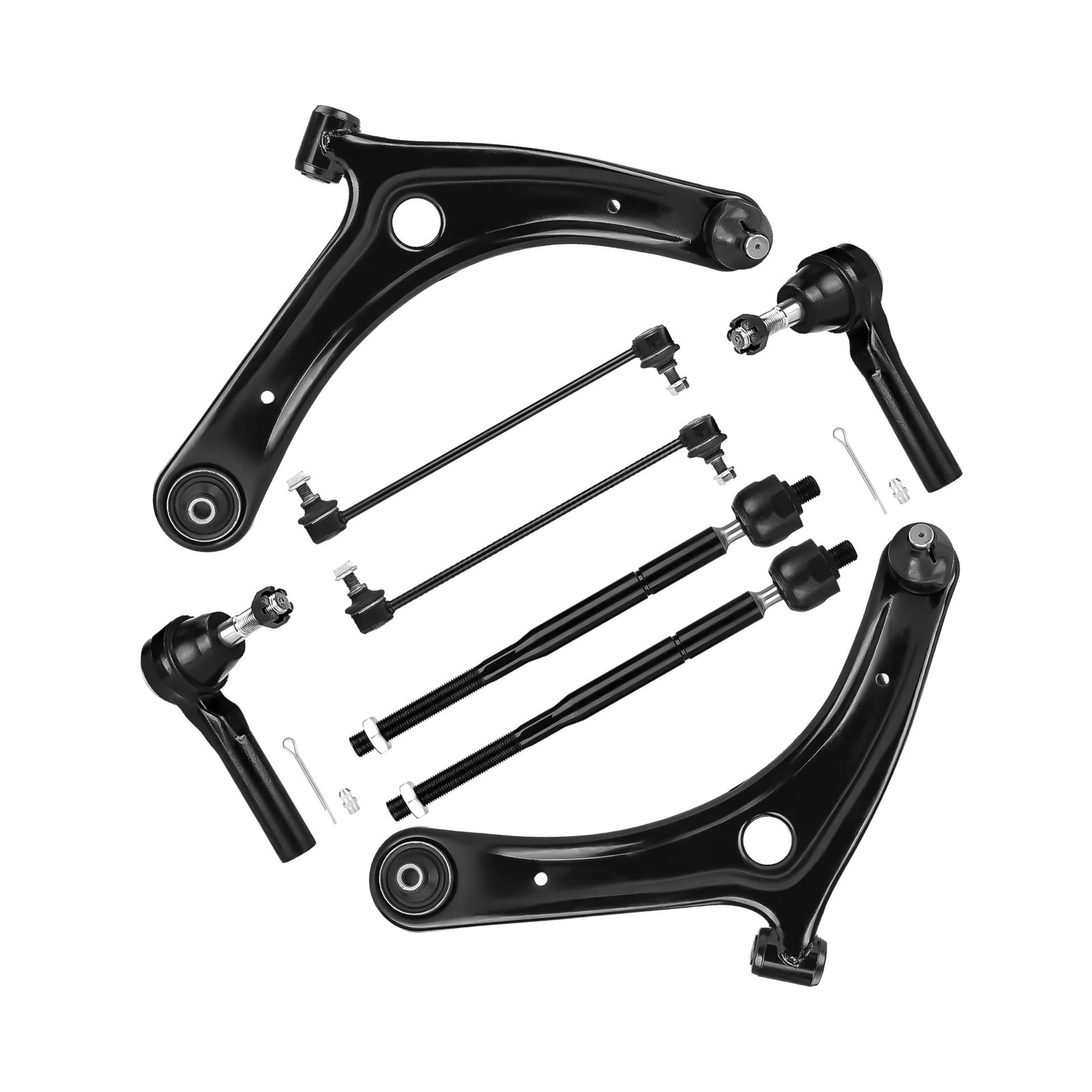 8 PCS Front Suspension Kit Lower Control Arms w/Ball Joints Sway Bar Tie Rod …