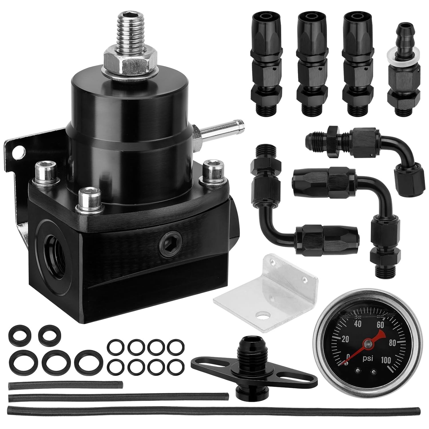 Adjustable Fuel Pressure Regulator Kit with Bypass Return 0-100 PSI Gauge