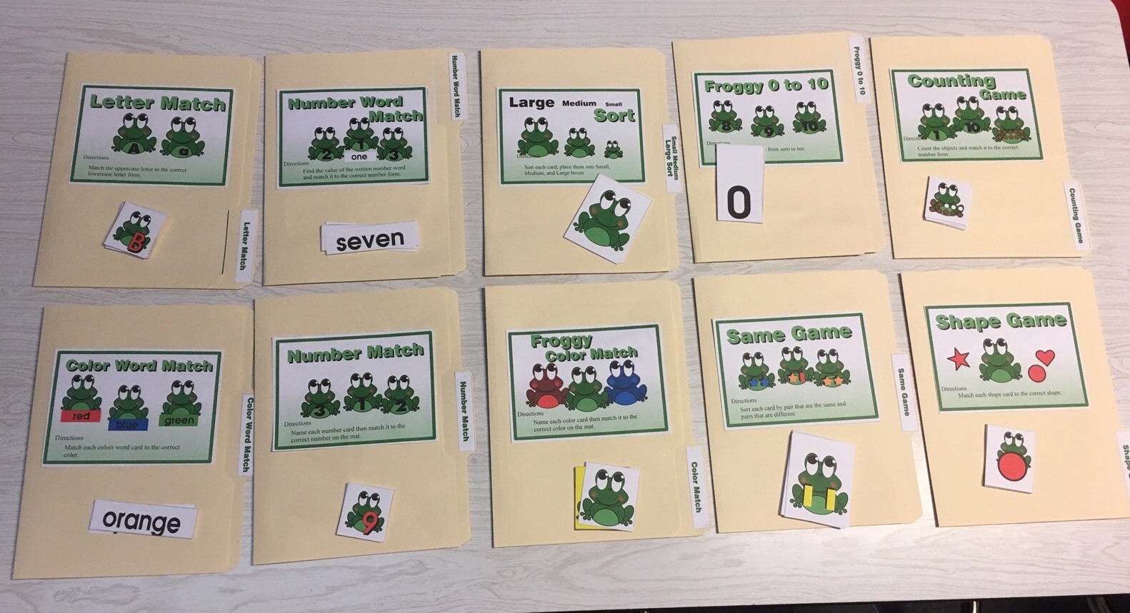 10 File Folder Set – Teaching READING MATH -Froggy Kit
