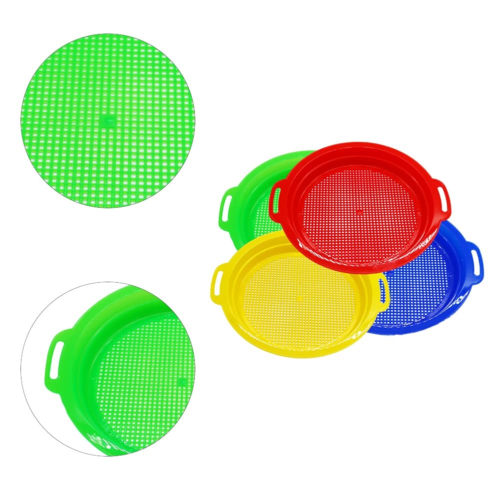 OJYUDD 4 Pack Sand Sifter Sieves for Adults, Plastic Small, Multi – Colored