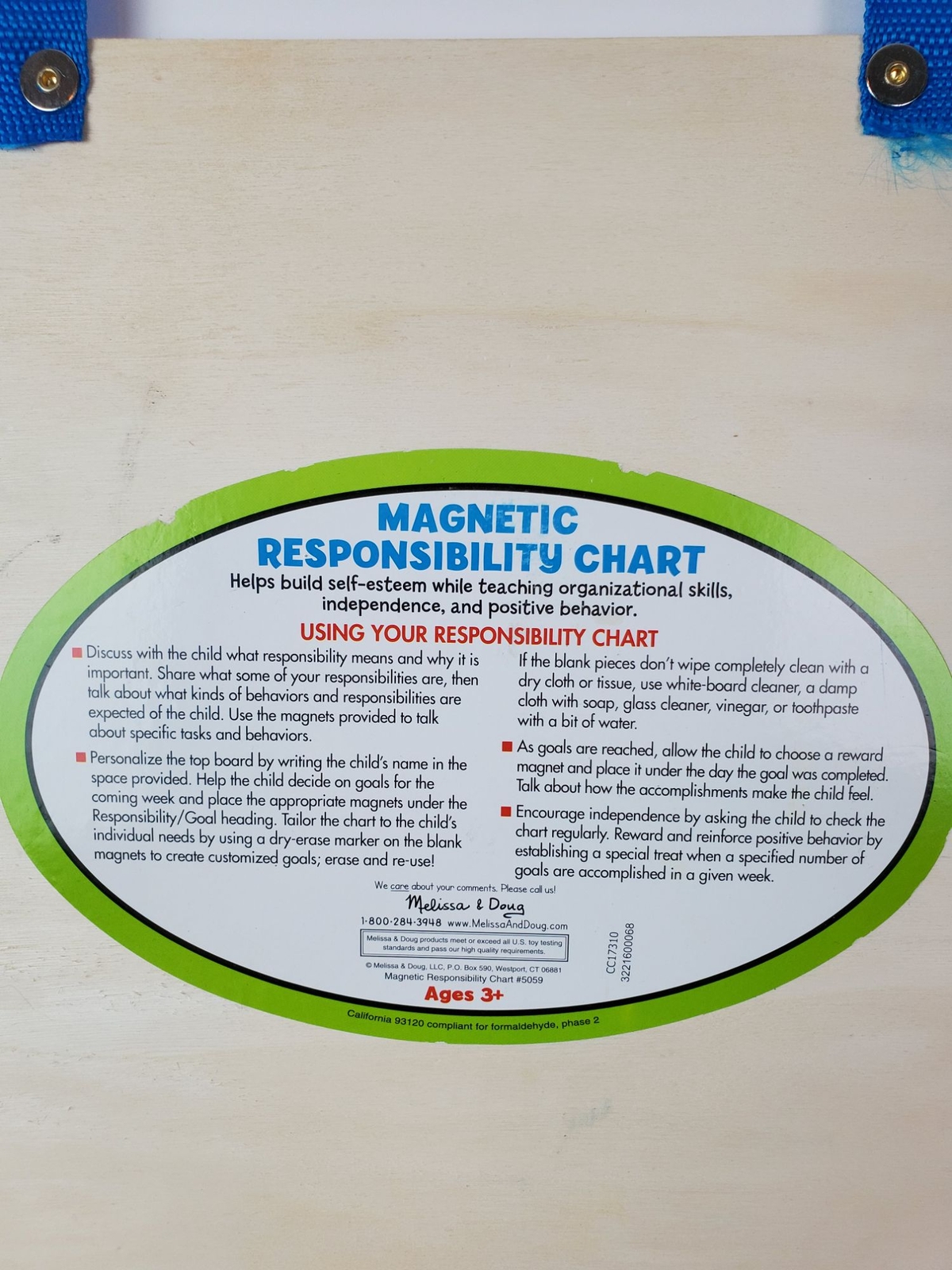 Melissa & Doug Magnetic Kids Chore Responsibility Chart Whiteboard GUC