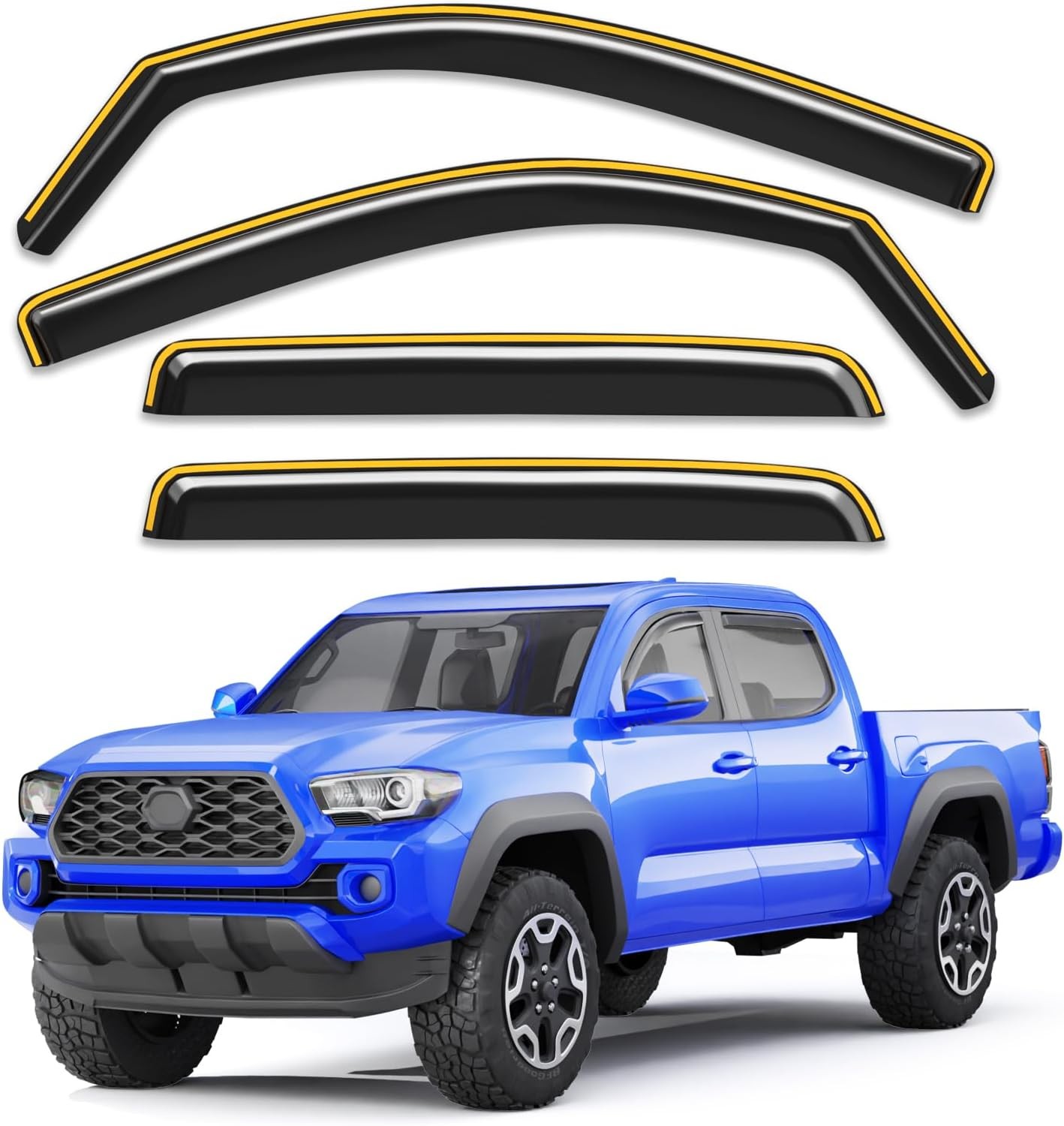 Window Visors Rain Guards Toyota Tacoma 2016-2023 Double Cab