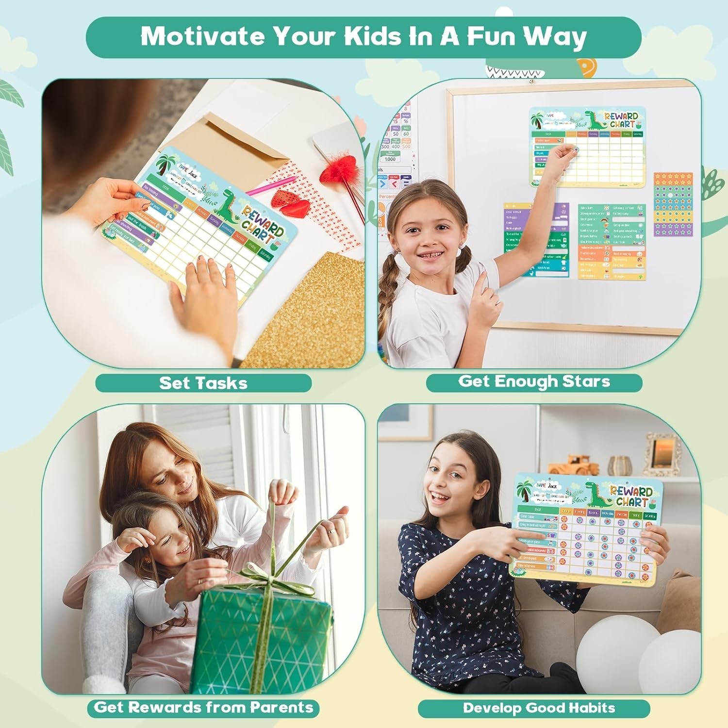 Reward Chart for Kids, Dinosaur Magnetic Behavior Chart for Kids at Home with…
