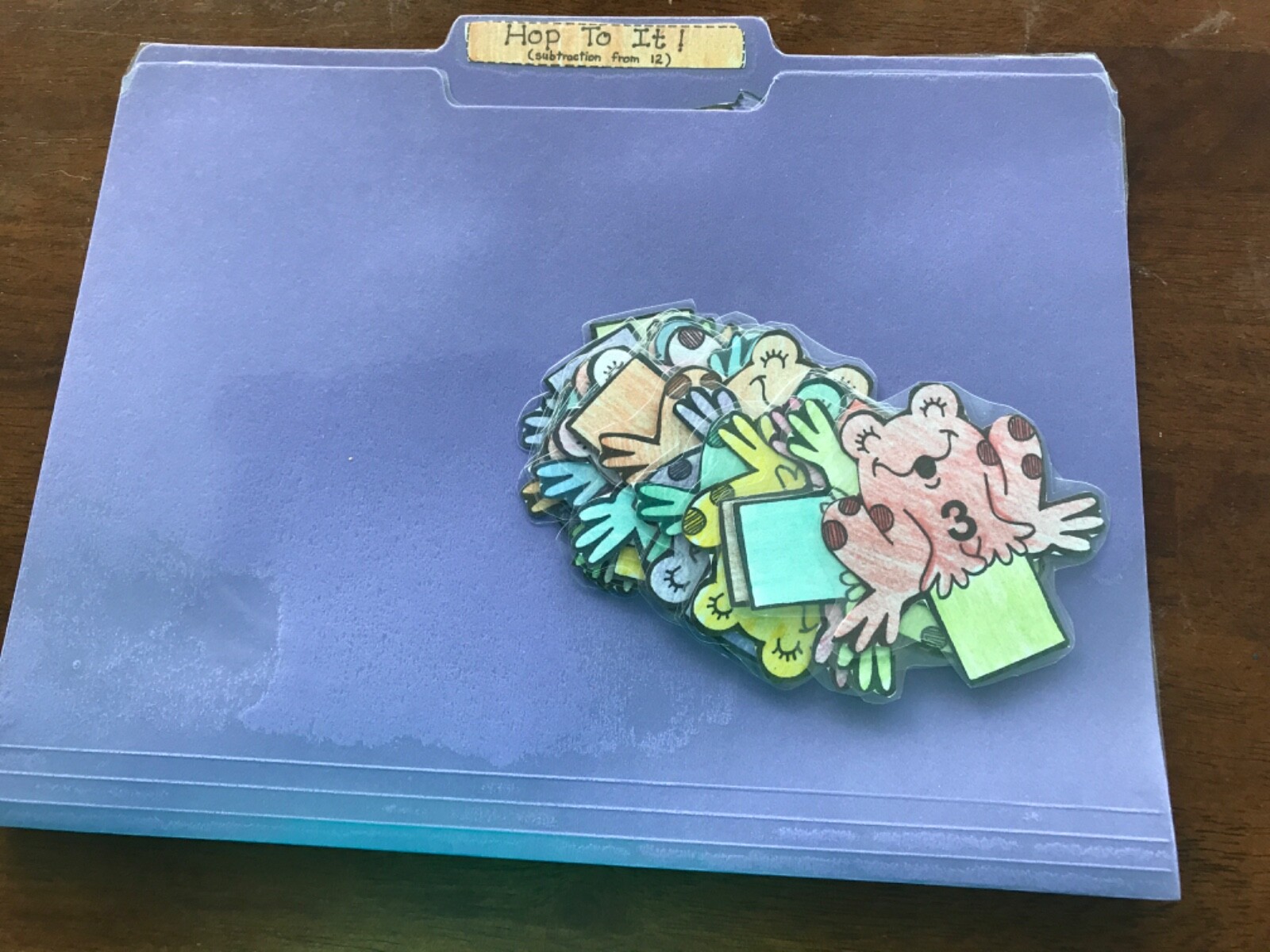 Hop to It! subtract from 12 1st grade math arts file folder game teacher
