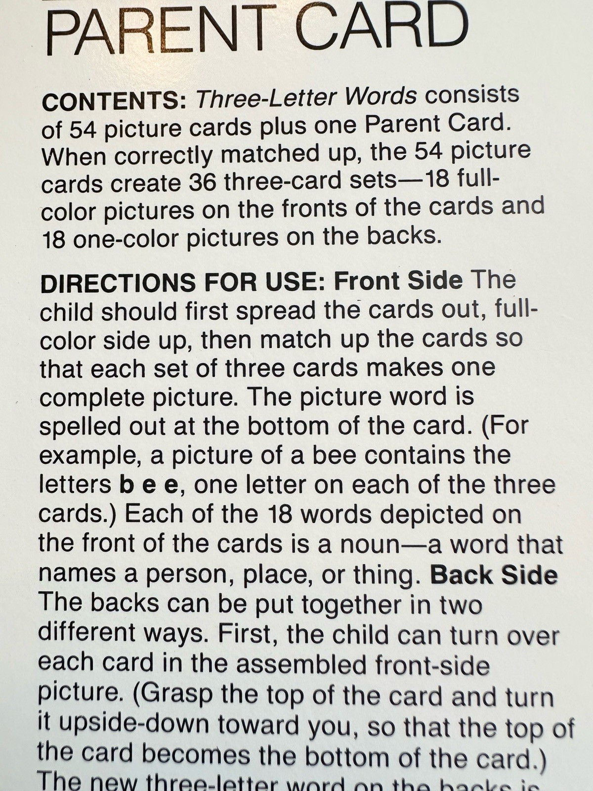 School Zone Publishing, Three-Letter Words Cards, Ages 3+, Spelling, Matching