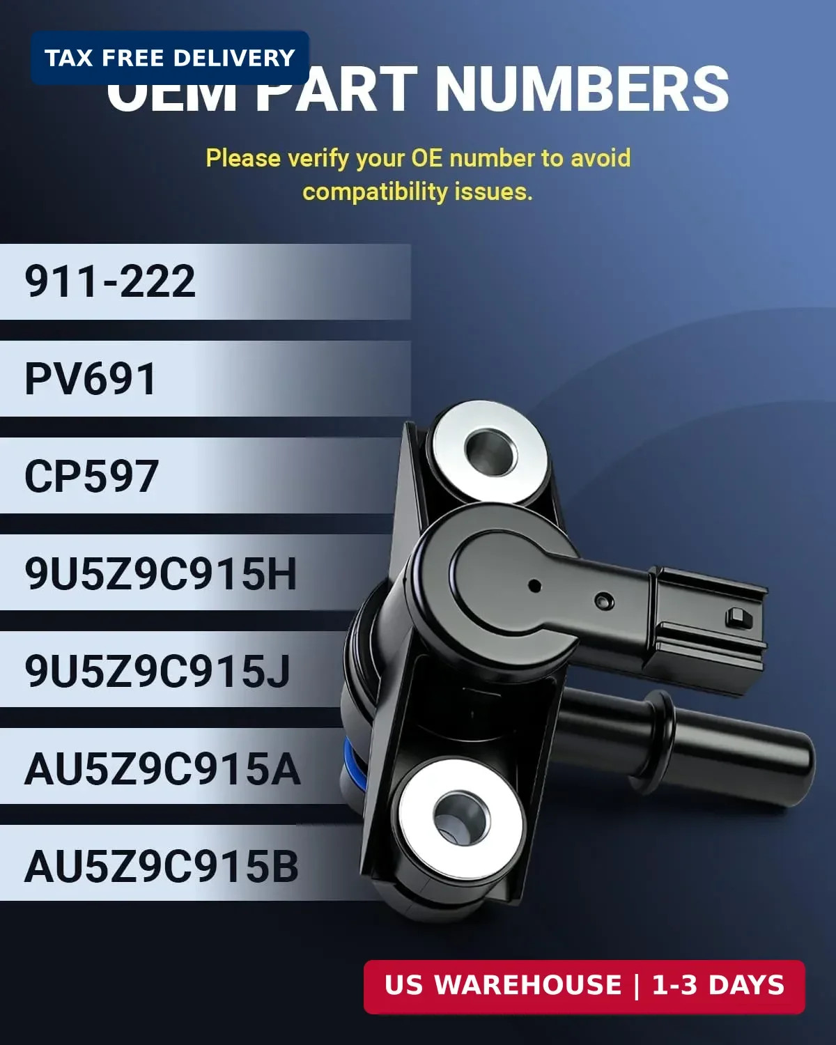 Vapor Canister Purge Valve Solenoid 911-222 Compatible for 2011-2017 Ford F150,1