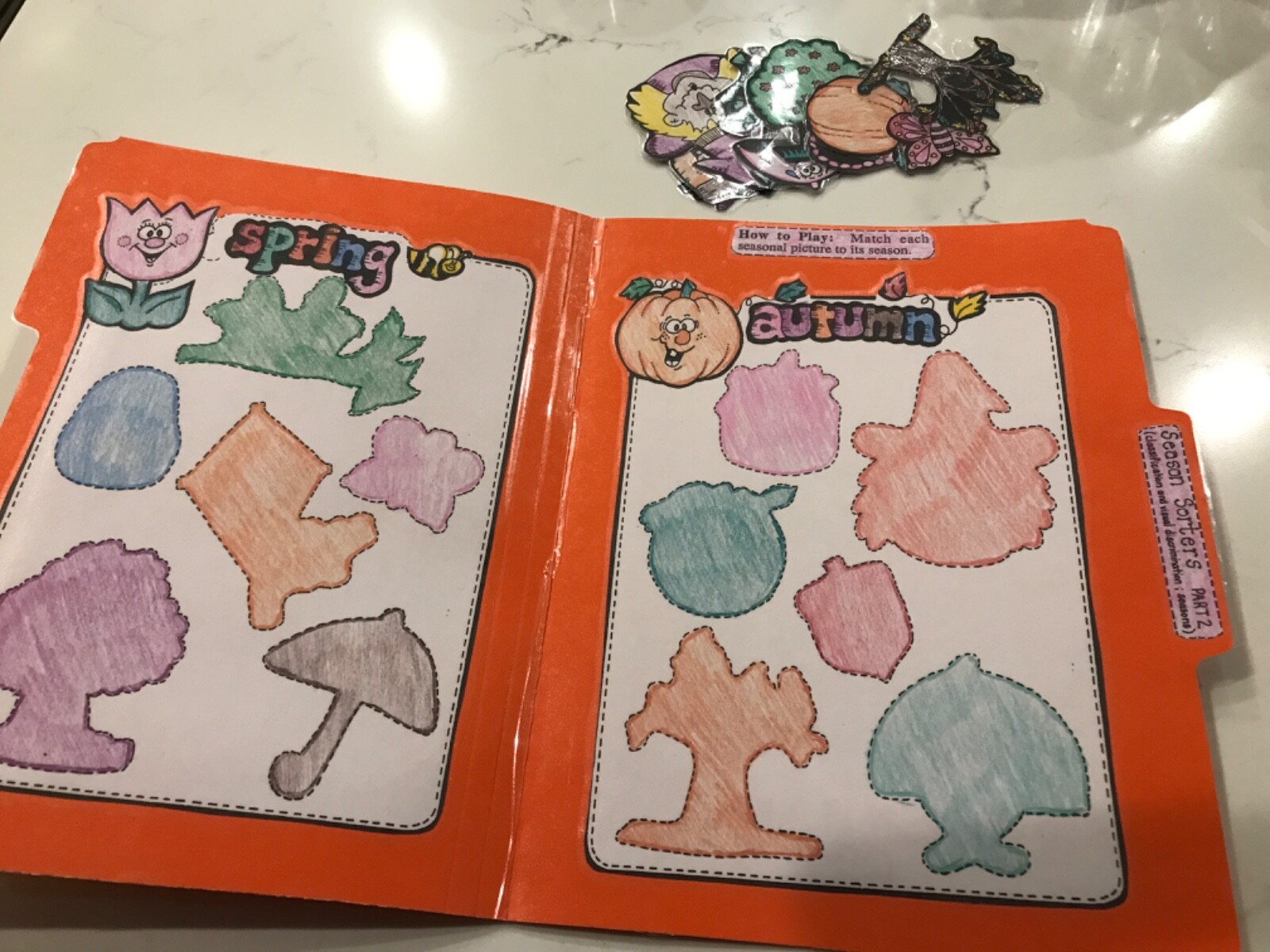 Season Sorters! 2 games classification Grade PreK language arts file folder game