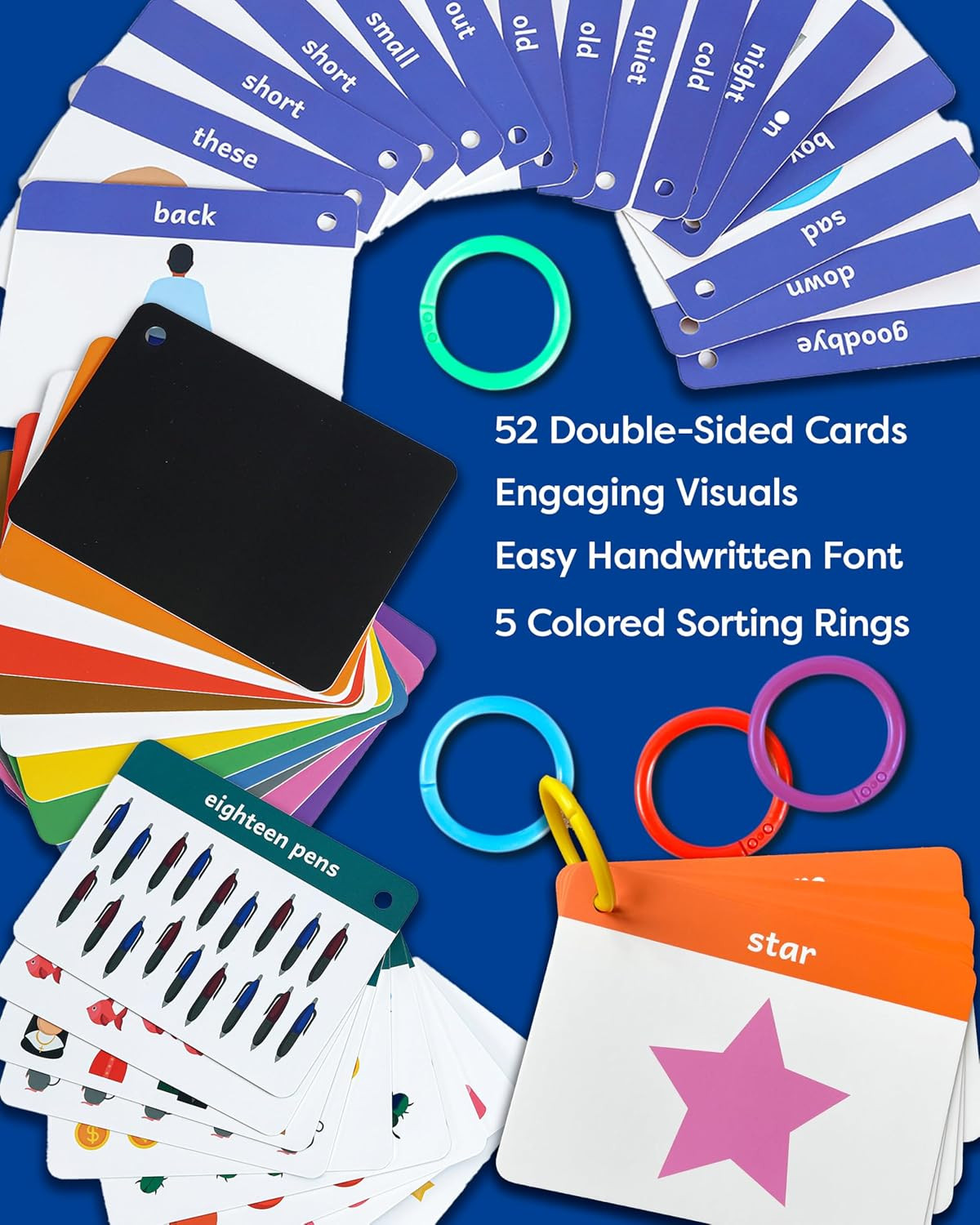 Toddler Flash Cards – Learn Colors, Numbers, Shapes, Opposites on Thick Jumbo