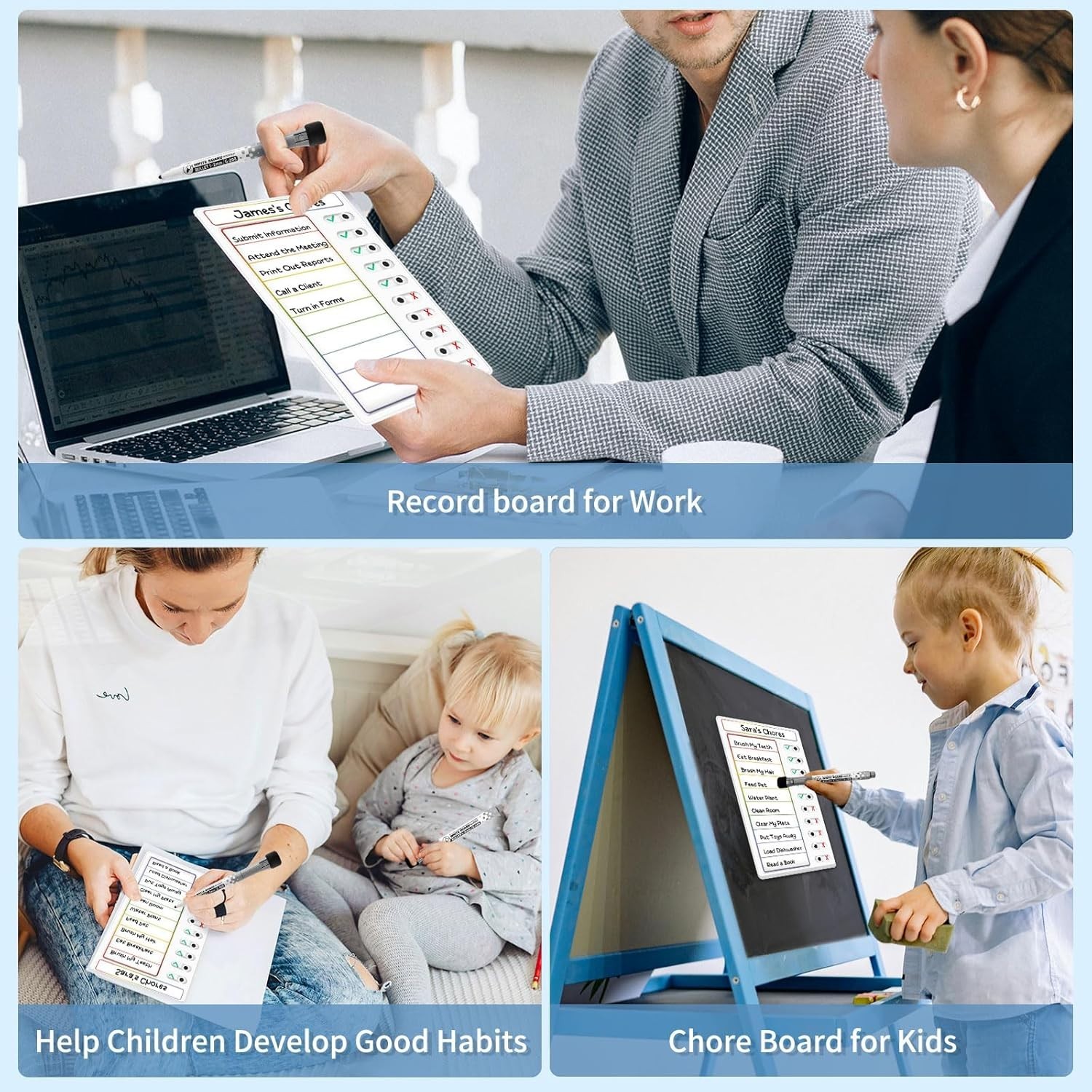 4-Pack Kids Routine Charts – Magnetic Dry Erase Chore Lists for ADHD Support