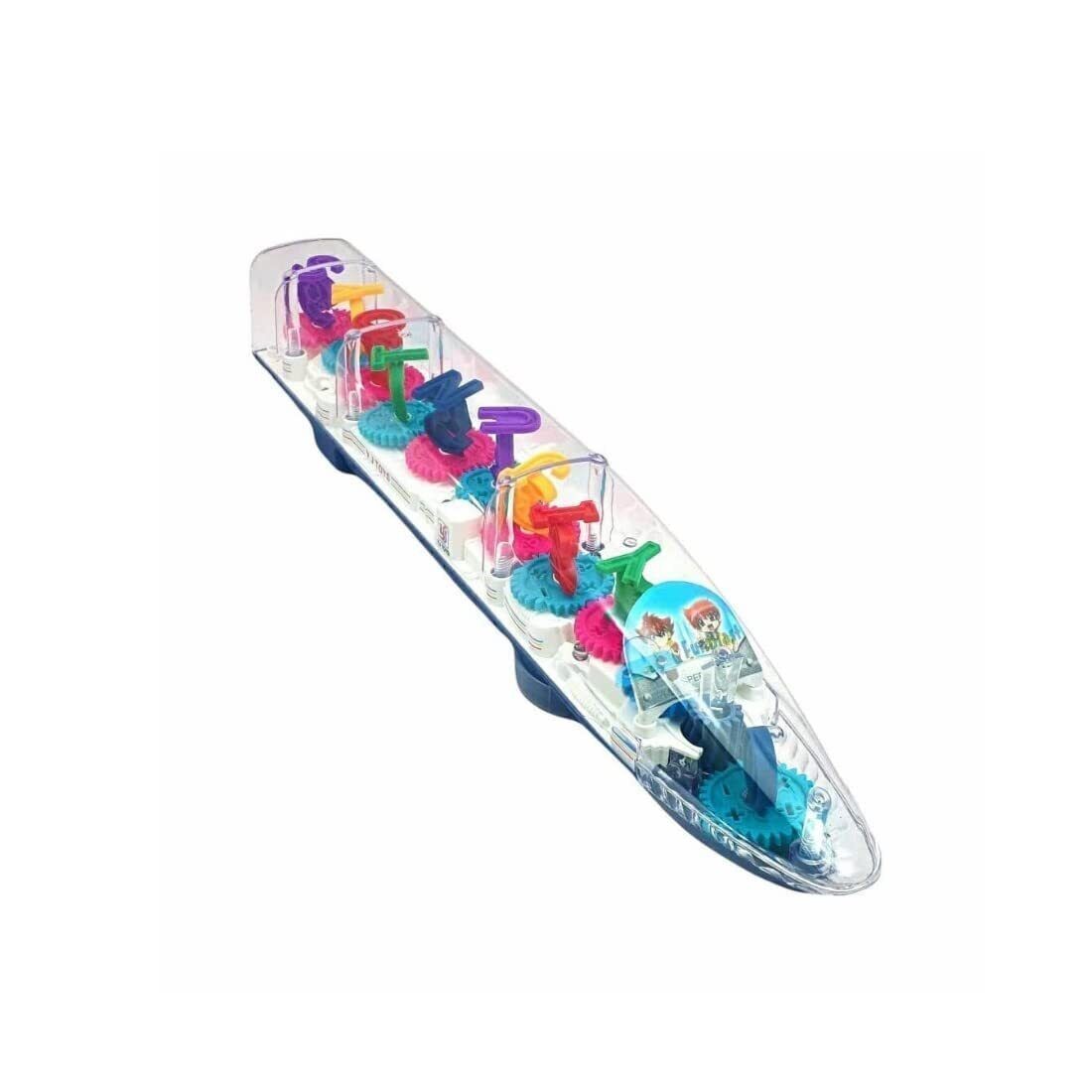 Transparent 3D Train 360 Degree Rotation Sound & Light Toy for 2-5 Years Kids