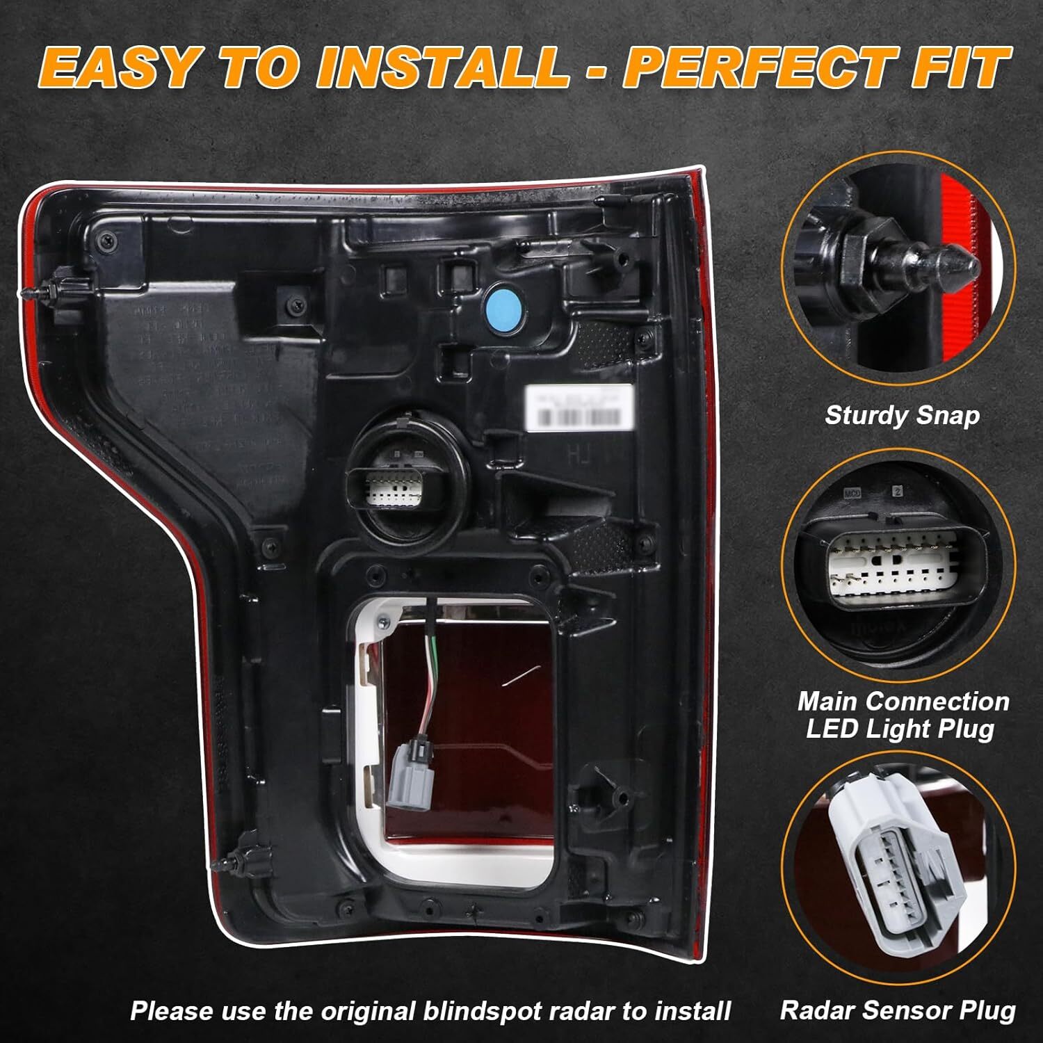 Tail Light Compatible with 18-20 Ford F150 LED Right Passenger Side w Blind Spot