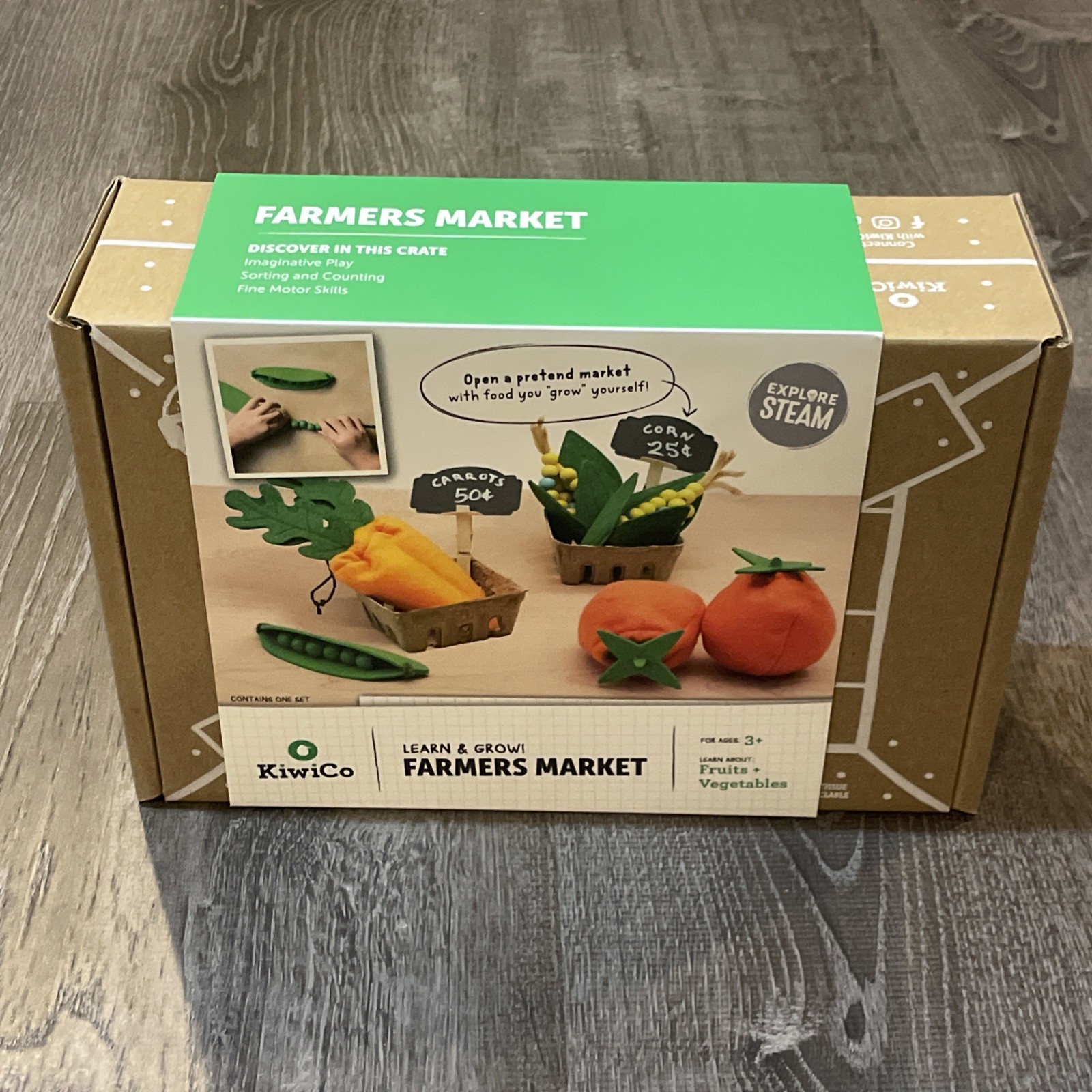 New KIWICO Learn & Grow Farmers Market, Craft Set And Math Skills, Ages 3+ STEAM