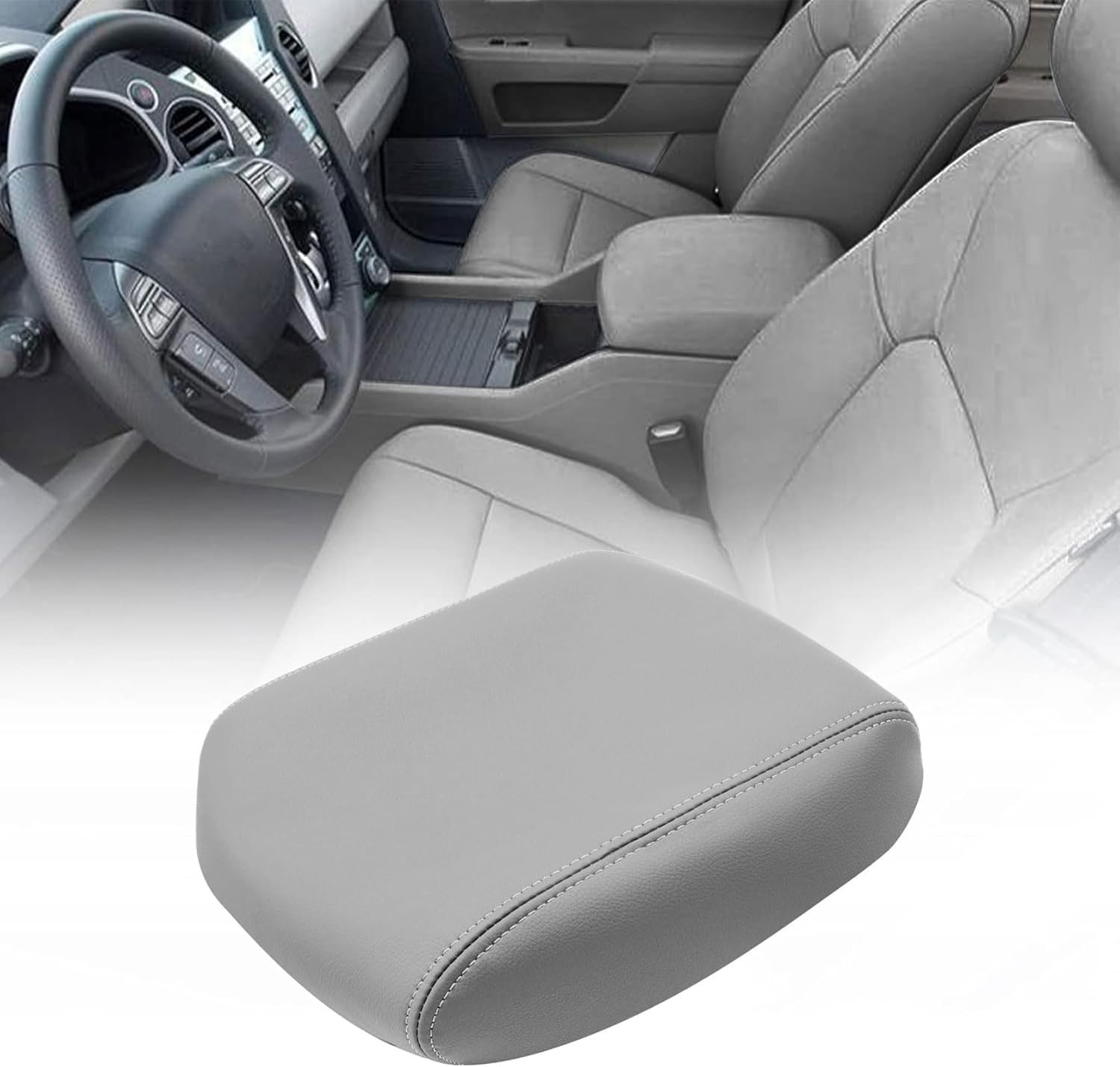 Gray Center Console Armrest Cover Replacement for Honda Pilot 2009–2015 Leather