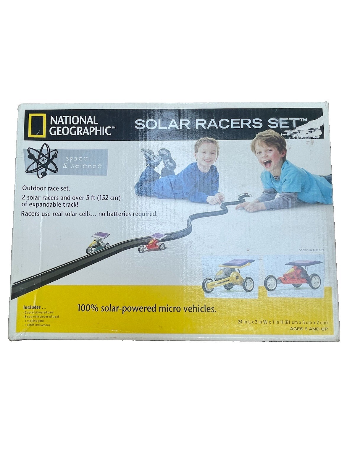 2005 Vintage NOS National Geographic Solar Racer Set Race Car Toy Track NIP Open