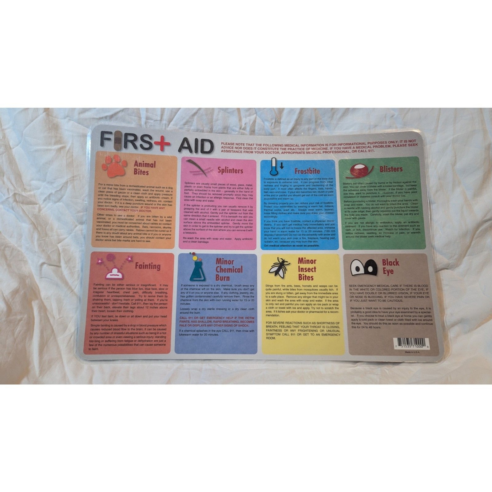 First Aid Dual Sided Learning Placemat
